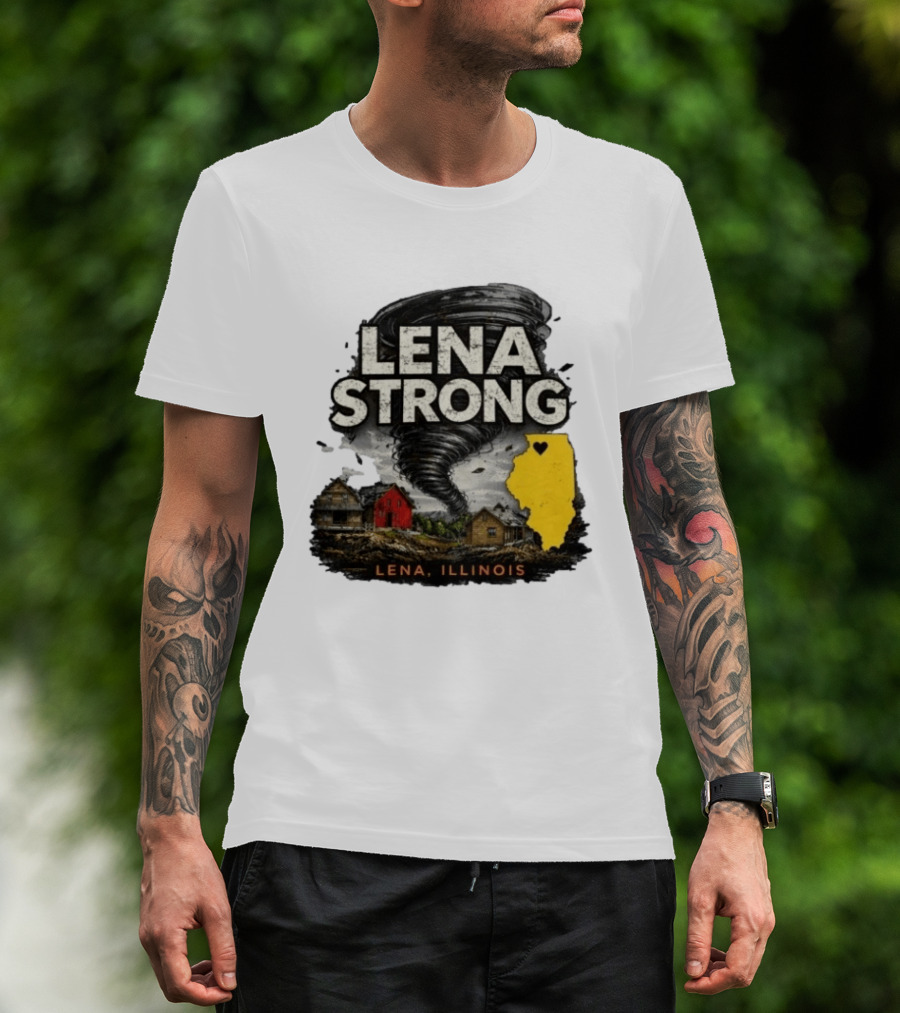 Lena Strong Illinois Tornado Heart Support T-Shirt