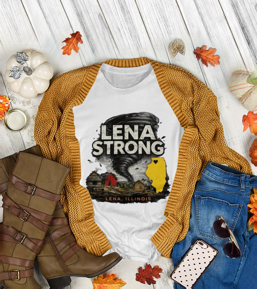 Lena Strong Illinois Tornado Heart Support T-Shirt