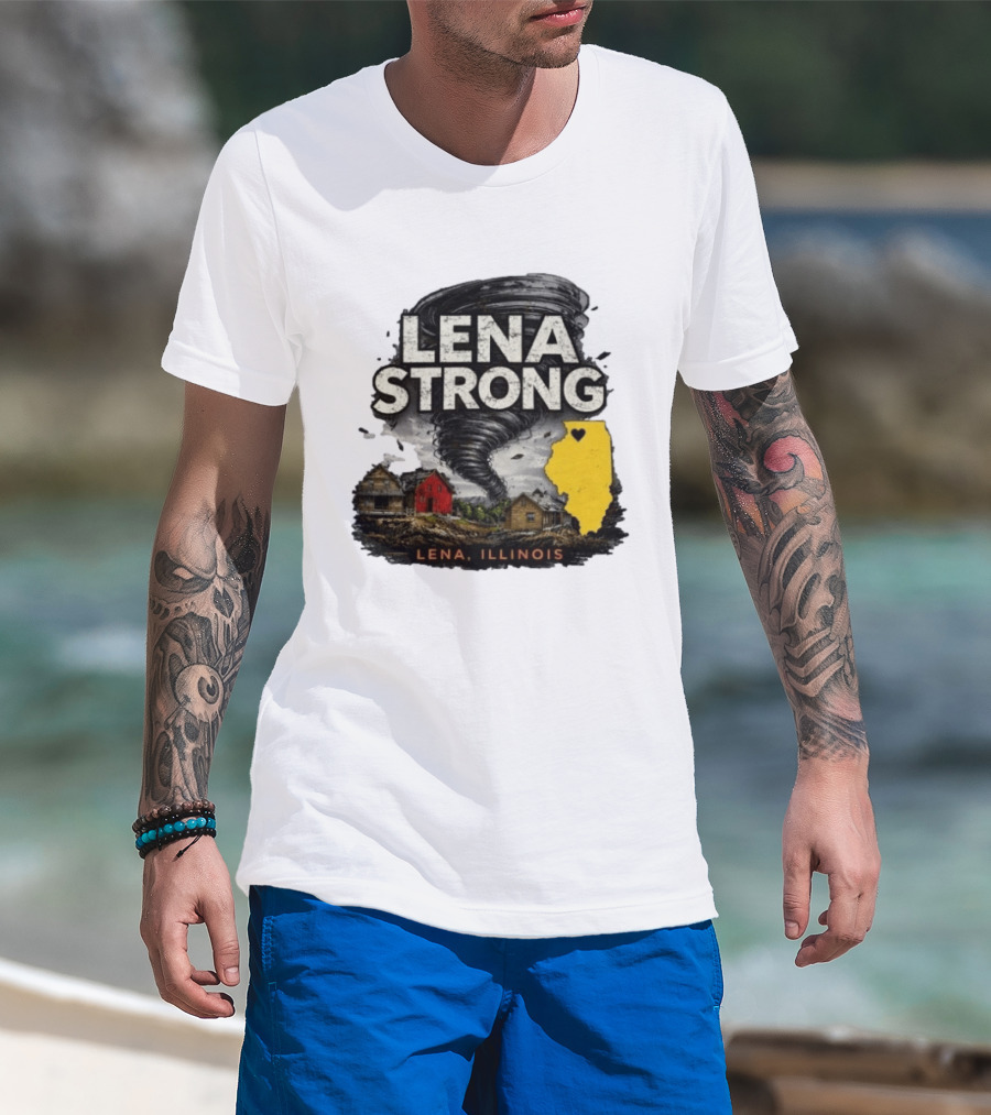 Lena Strong Illinois Tornado Heart Support T-Shirt