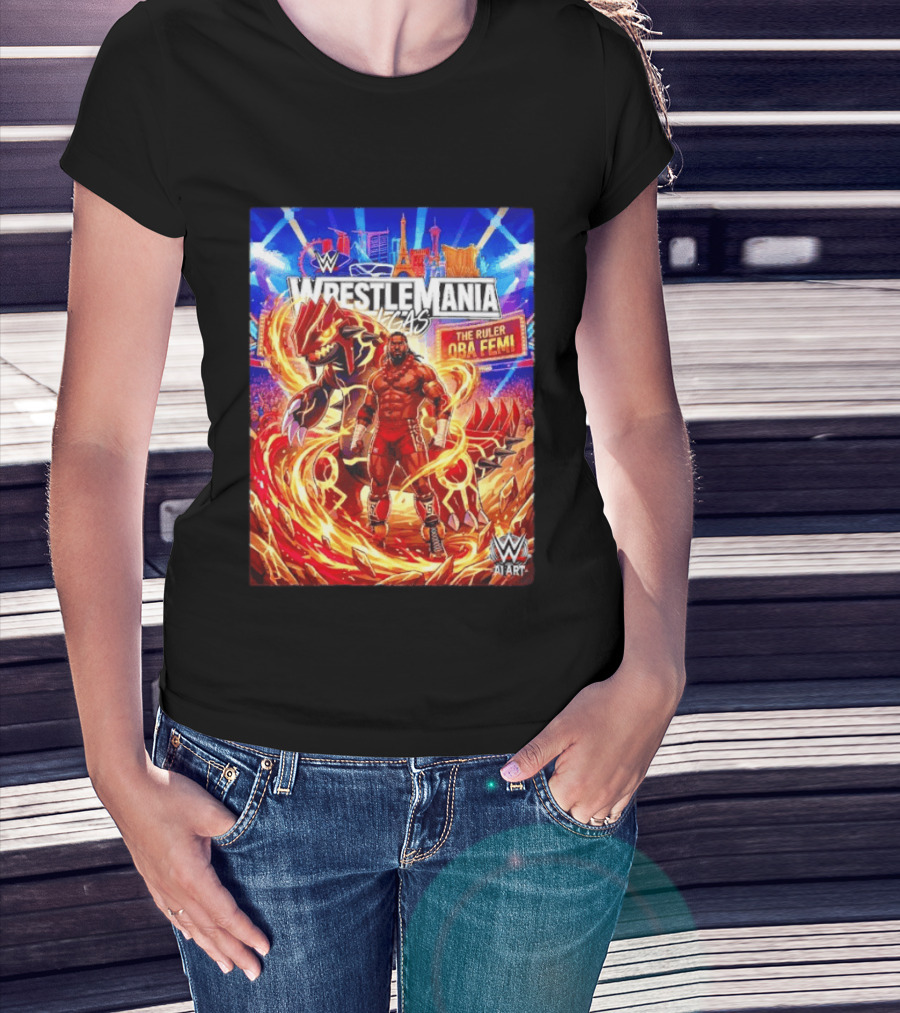 WrestleMania Vegas Pokémon Groudon X The Ruler Oba Femi WWE Superstar T-Shirt