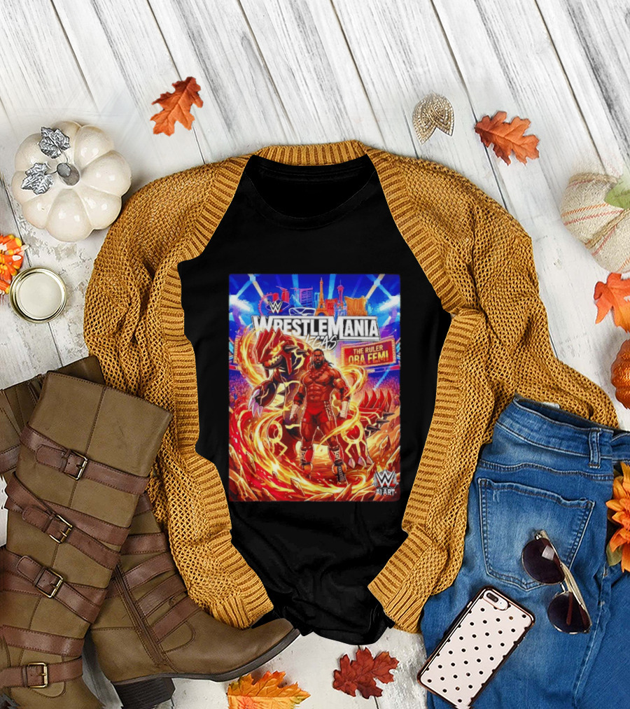 WrestleMania Vegas Pokémon Groudon x The Ruler Oba Femi WWE Superstar T-Shirt