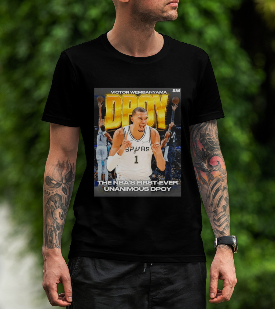 Victor Wembanyama Spurs Basketball NBA First Ever Unanimous DPOY Recognition T-Shirt