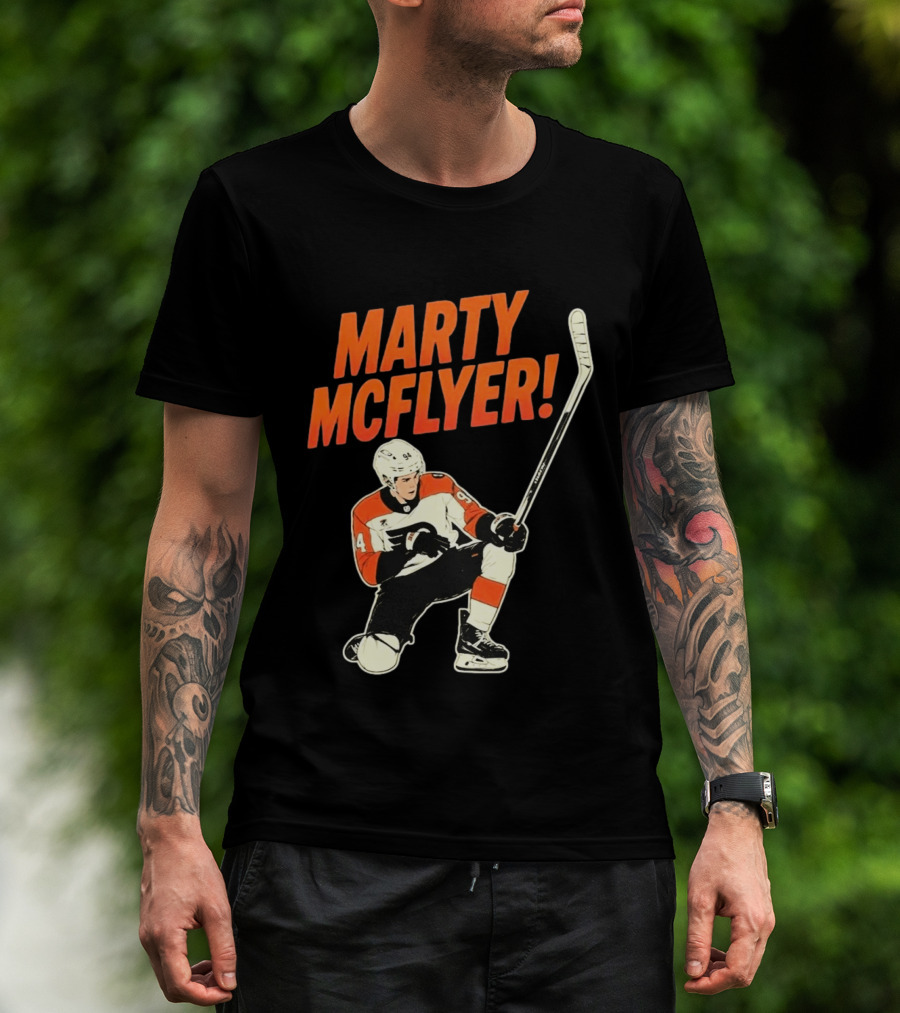 Marty McFlyer 94 Hockey Player In Action T-Shirt