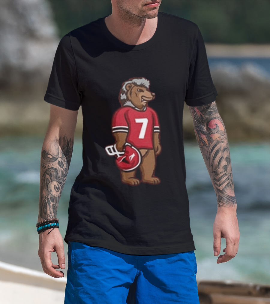 Morgan Wallen Concert Tuscaloosa Alabama Bear Wearing Number 7 Jersey And Holding Helmet T-Shirt