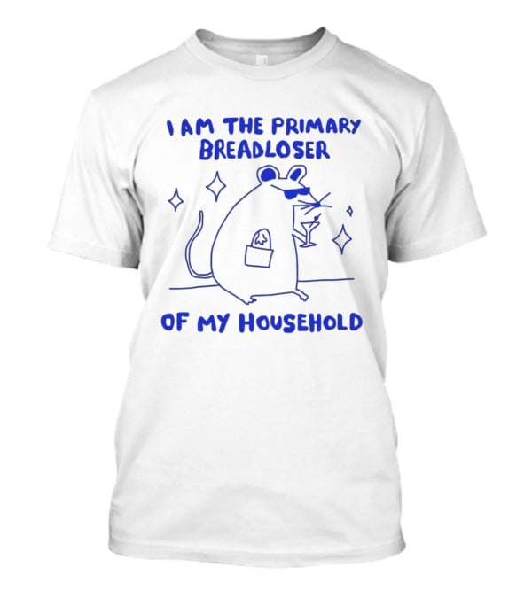 I Am The Primary Breadloser Of My Household Funny Mouse With Martini And Shades T-Shirt