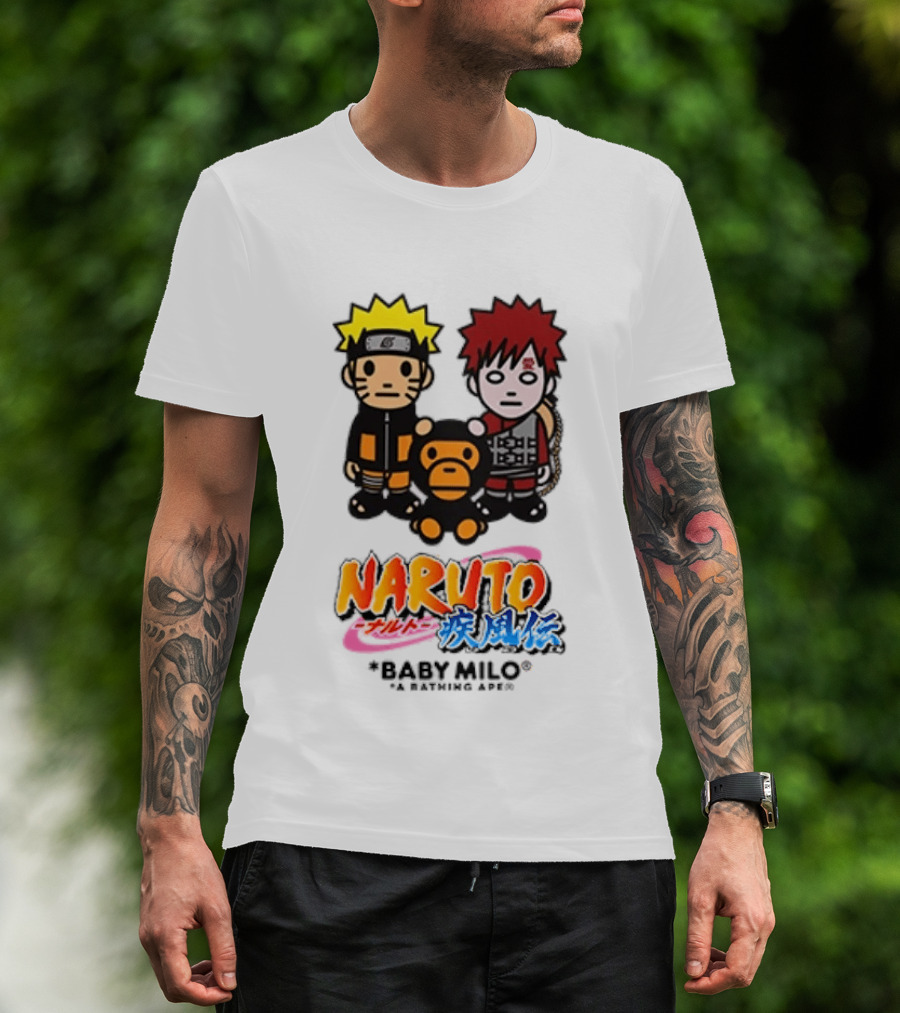 Naruto Baby Milo A Bathing Ape Collaboration With Gaara And Baby Milo Characters T-Shirt