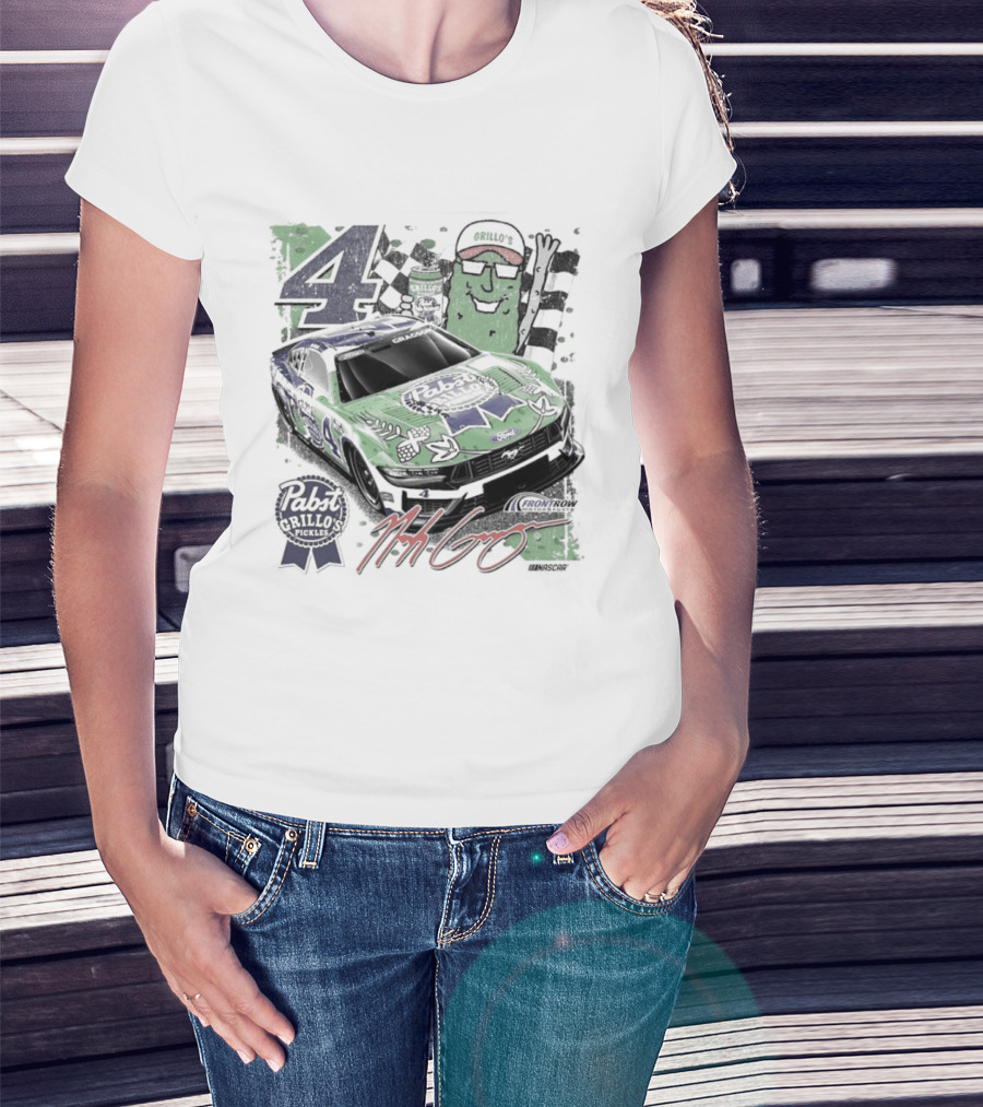 NASCAR Pabst Blue Ribbon Grillo's Pickles Car Number 4 Racing Collaboration T-Shirt