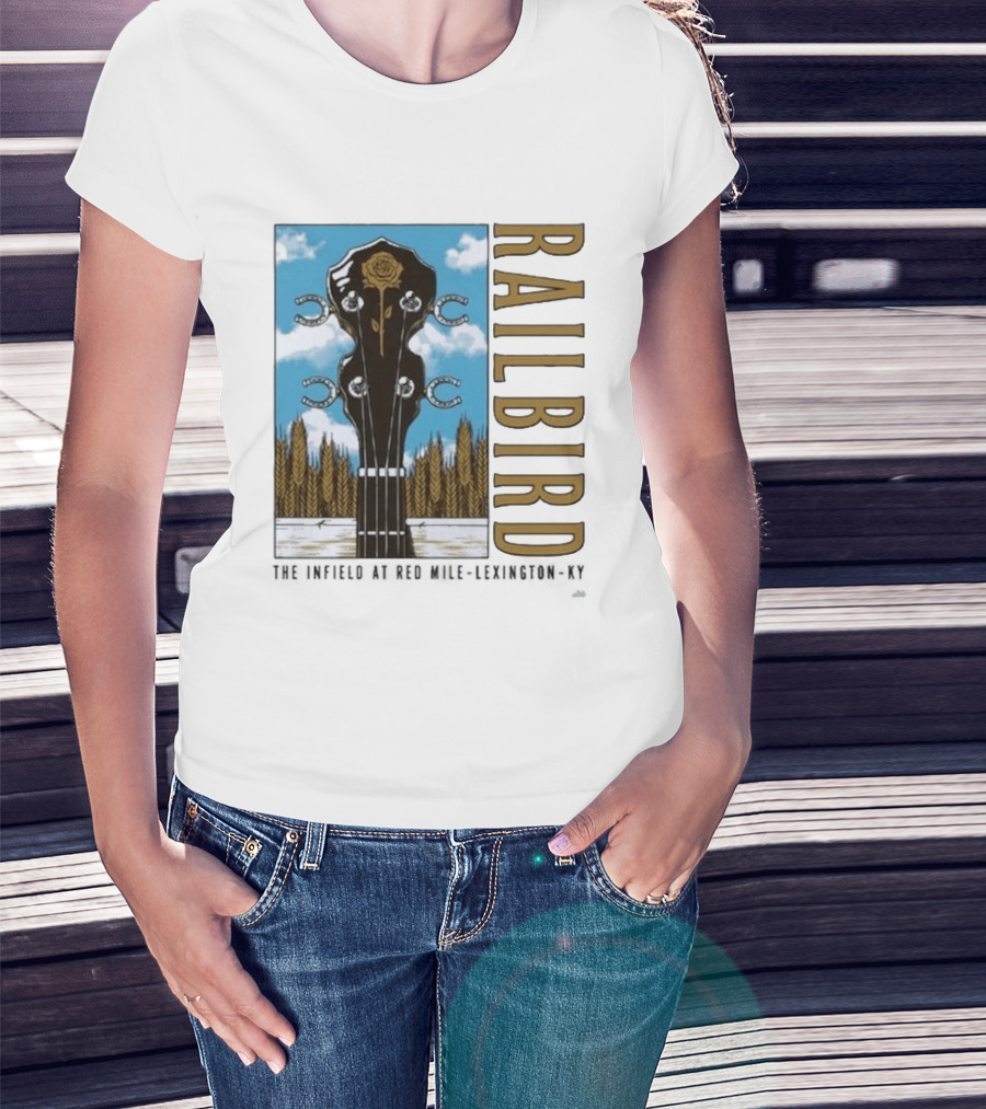 Railbird Festival June 6 7 2026 The Infield At Red Mile Lexington KY Banjo And Horseshoe T-Shirt