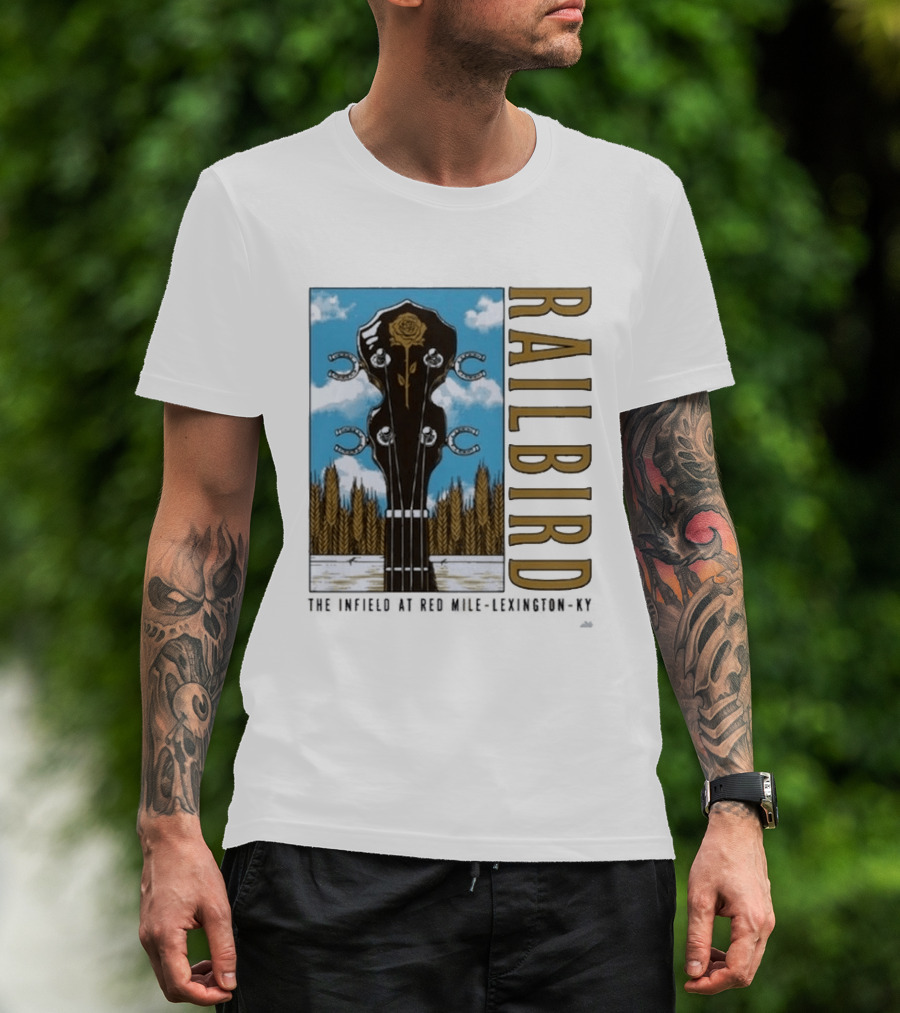 Railbird Festival June 6 7 2026 The Infield At Red Mile Lexington KY Banjo And Horseshoe T-Shirt