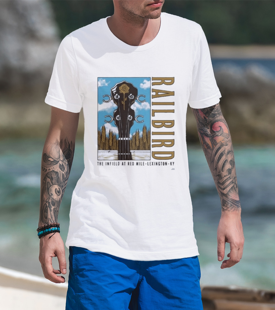 Railbird Festival June 6 7 2026 The Infield At Red Mile Lexington KY Banjo And Horseshoe T-Shirt