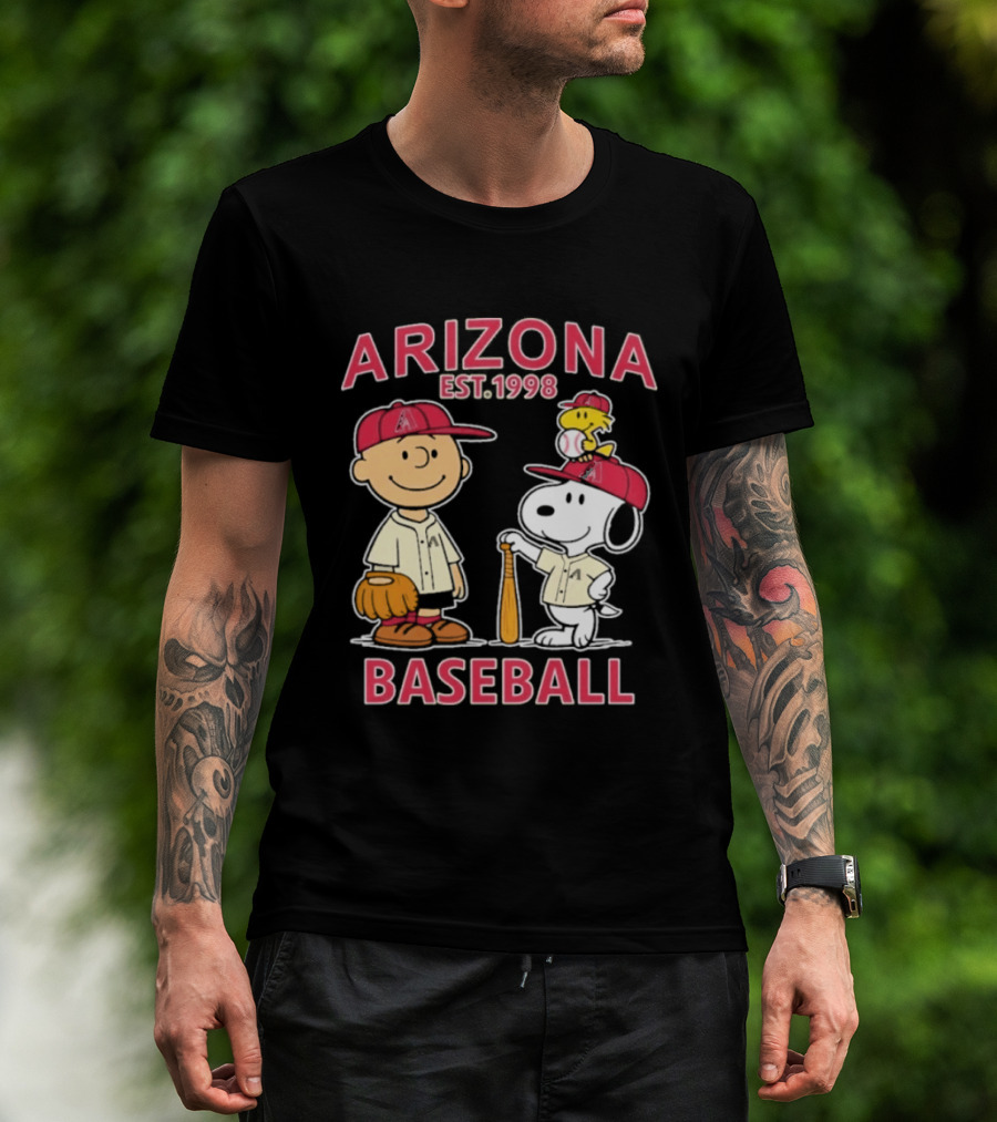 Arizona Est. 1998 Snoopy Woodstock Baseball Team Brown T-Shirt