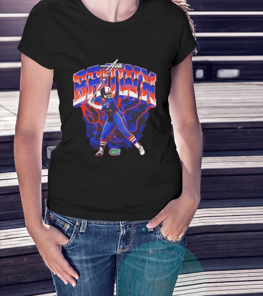 Ava Brown Florida Gators NCAA Softball Player Lightning Blue And Red T-Shirt