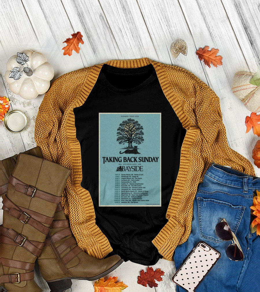 Summer Tour 2026 Taking Back Sunday with Bayside Concert Dates and Locations T-Shirt