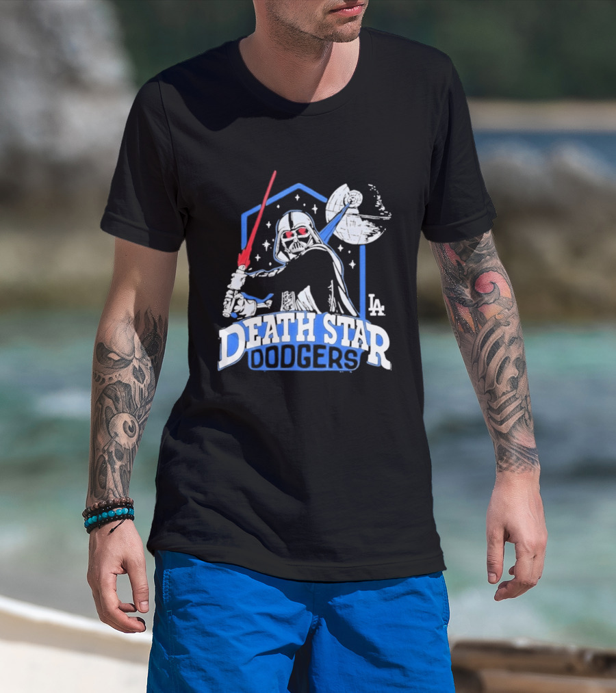 Death Star Dodgers LA Dark Side Star Wars Vader Mashup T-Shirt