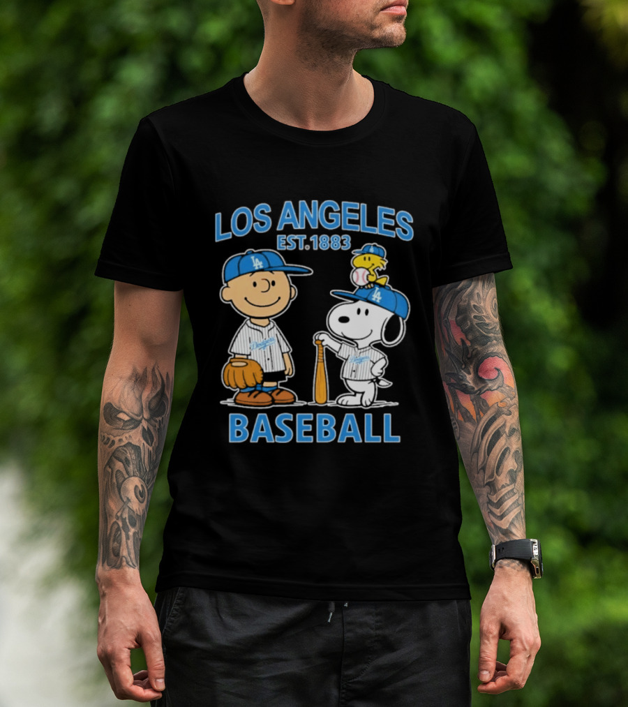 Los Angeles Baseball Est. 1883 Snoopy Woodstock Peanuts Brown T-Shirt
