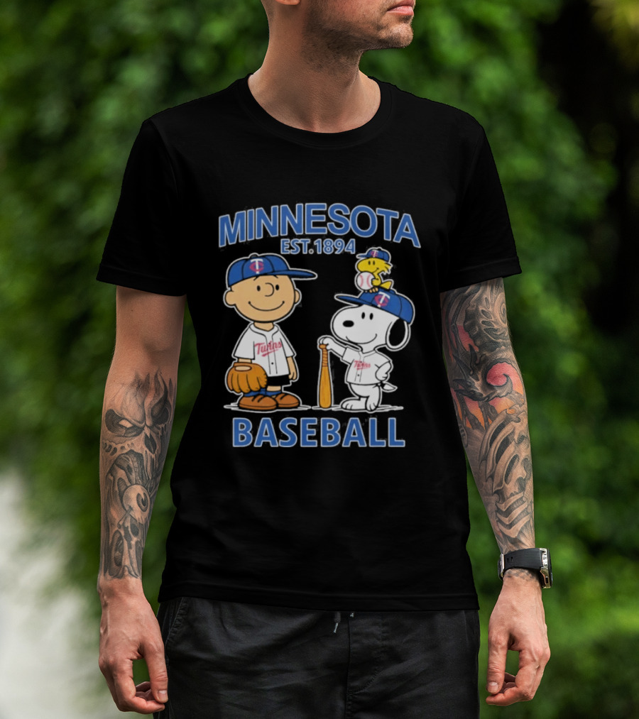Minnesota Twins Baseball Est 1894 Snoopy Woodstock Charlie Brown T-Shirt