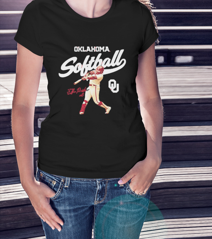 Oklahoma Softball Ella Parker 5 Sooners NCAA Player Action T-Shirt