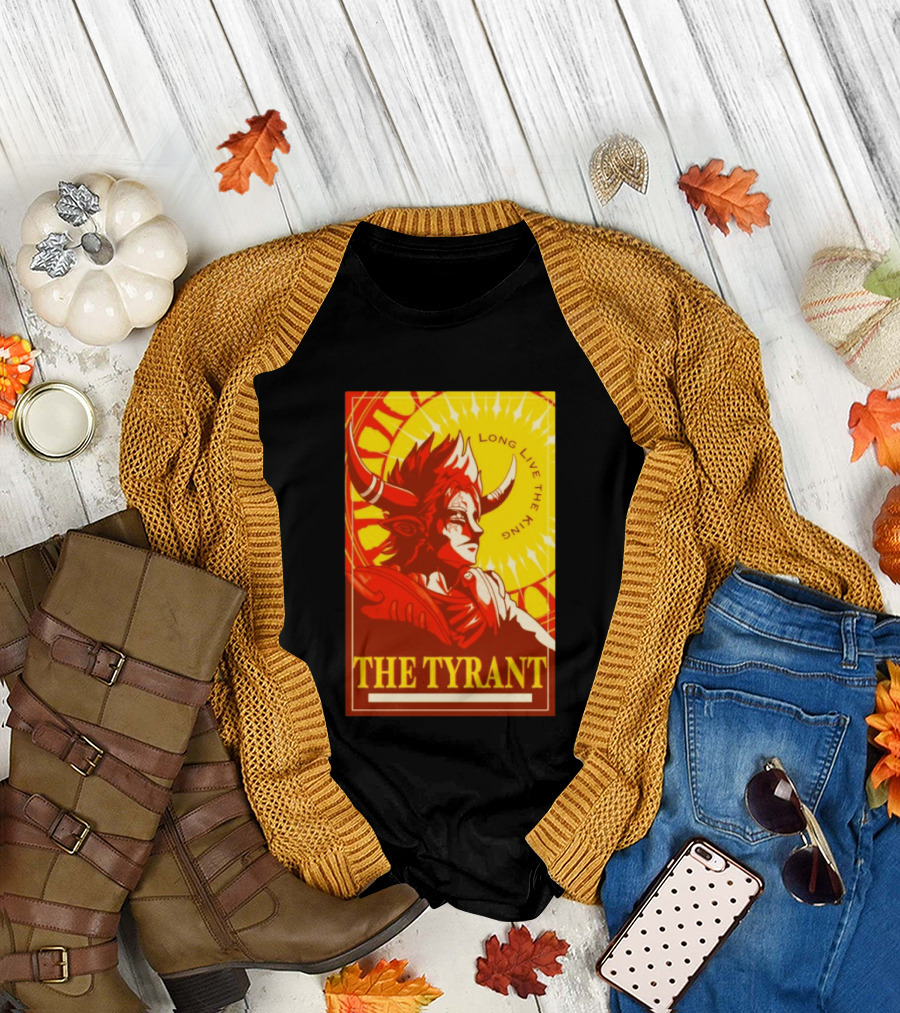 The Tyrant Long Live the King Anime Warrior with Horns Royal Sunburst T-Shirt