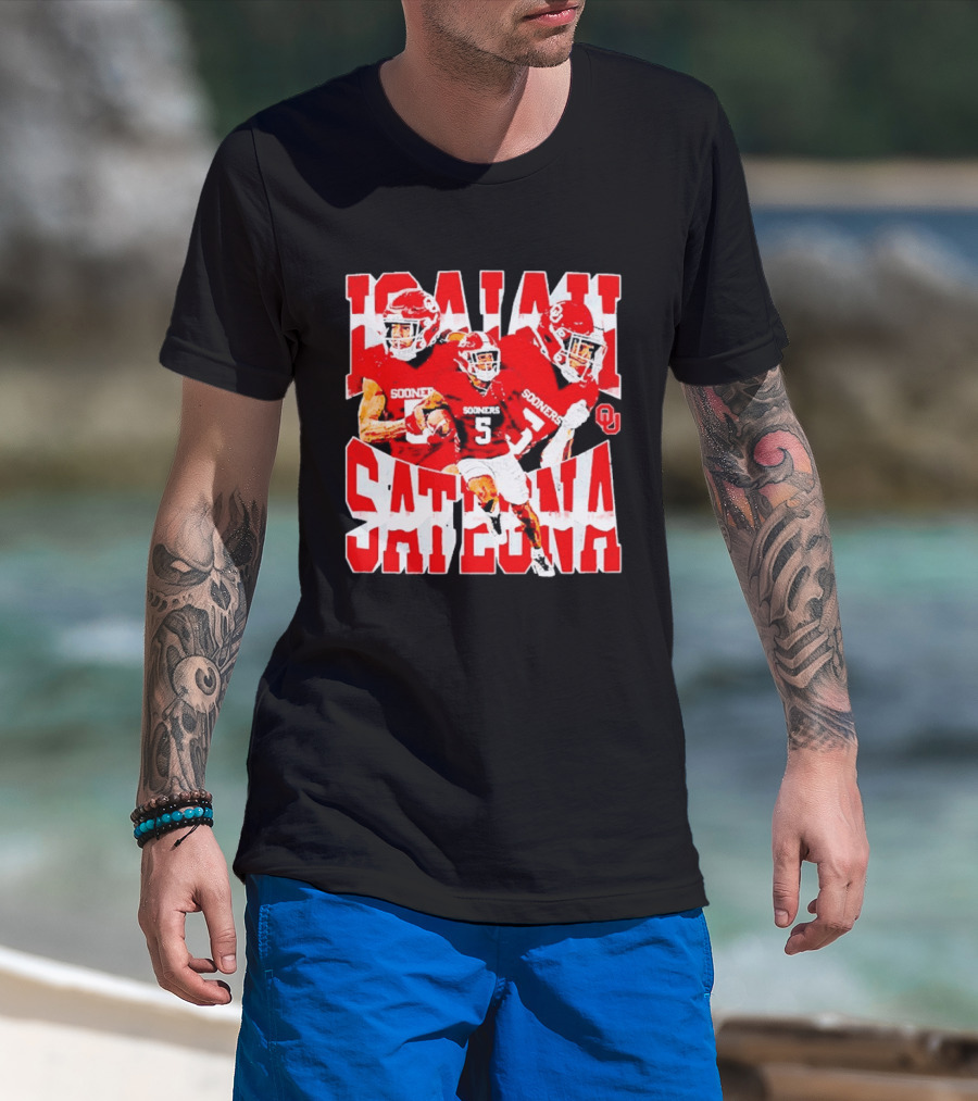 Isaiah Sategna Oklahoma Sooners 3 NCAA Football Collage T-Shirt