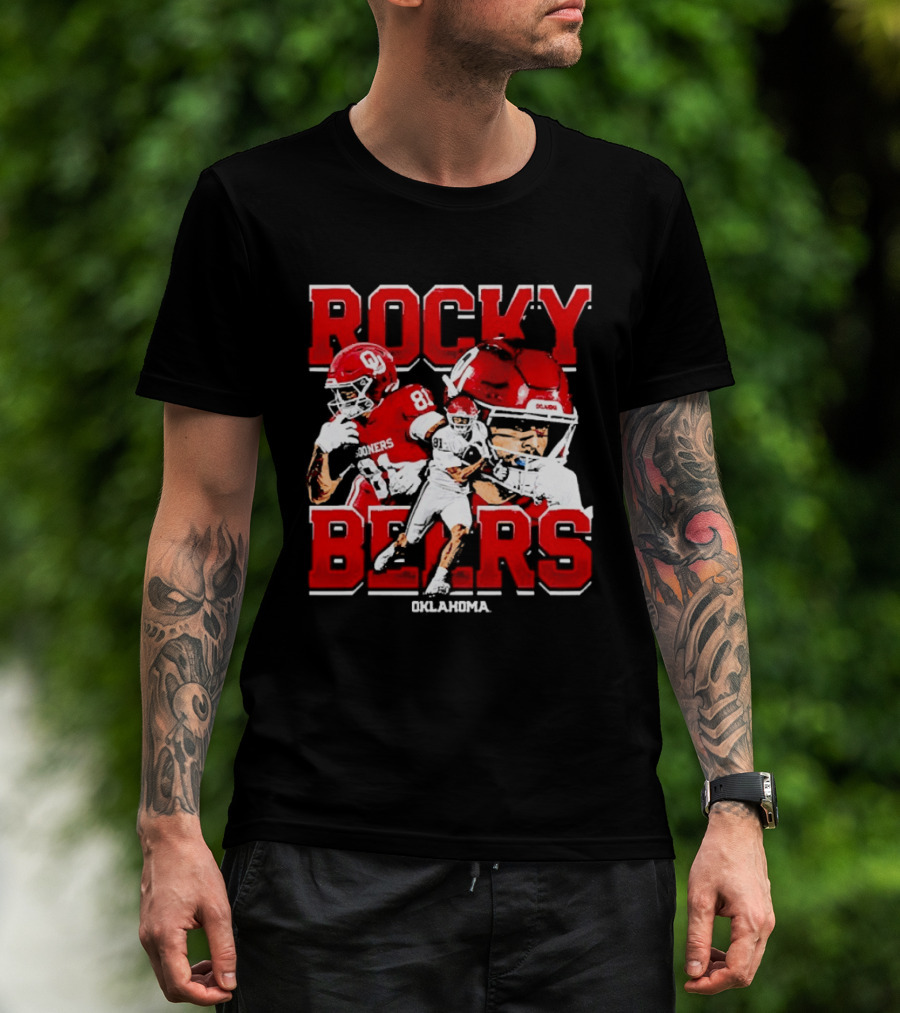 Rocky Beers Oklahoma Sooners Football Collage With NCAA Players And Helmets T-Shirt