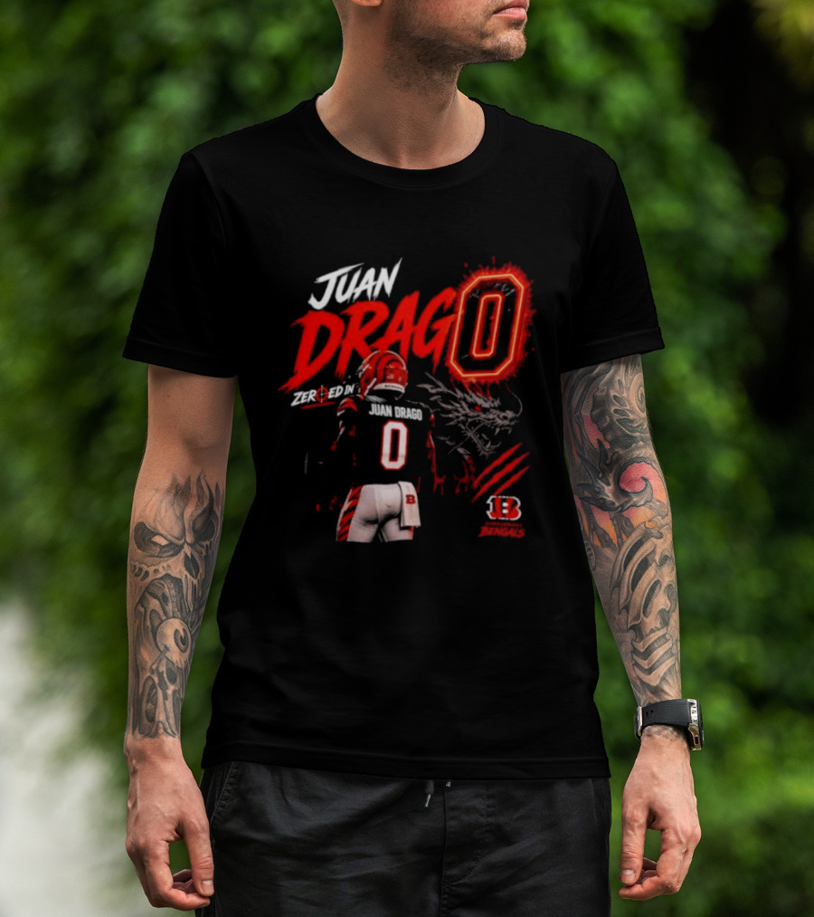 Juan Drago 0 Cincinnati Bengals Dragon Claw Football T-Shirt