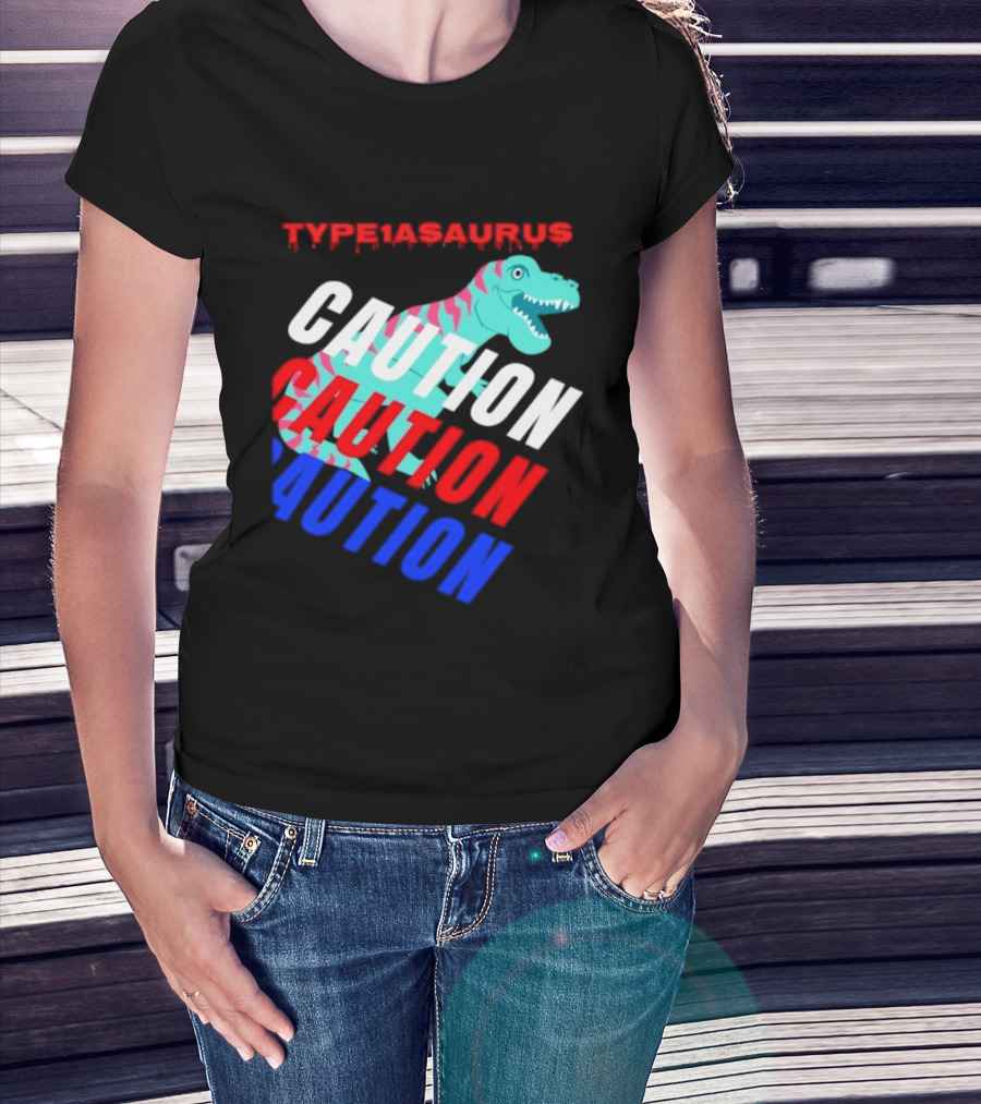 CAUTION Type1asaurus Dinosaur Warning T-Shirt