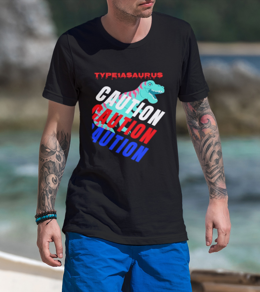 CAUTION Type1asaurus Dinosaur Warning T-Shirt