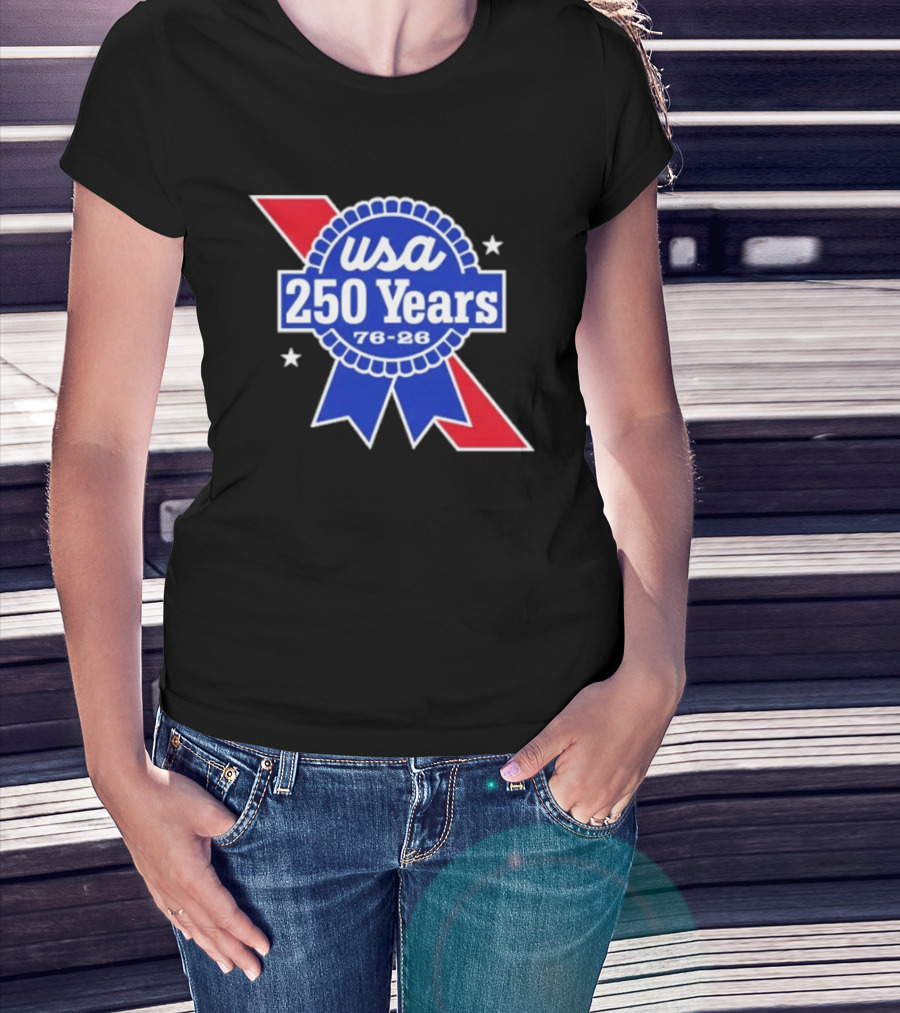 USA 250 Years Blue Ribbon 76 26 Celebration Stars T-Shirt