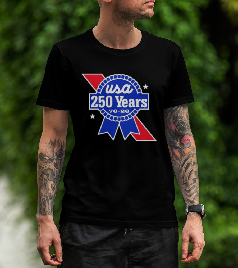 USA 250 Years Blue Ribbon 76 26 Celebration Stars T-Shirt