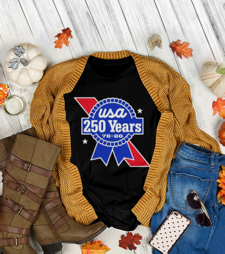 USA 250 Years Blue Ribbon 76 26 Celebration Stars T-Shirt