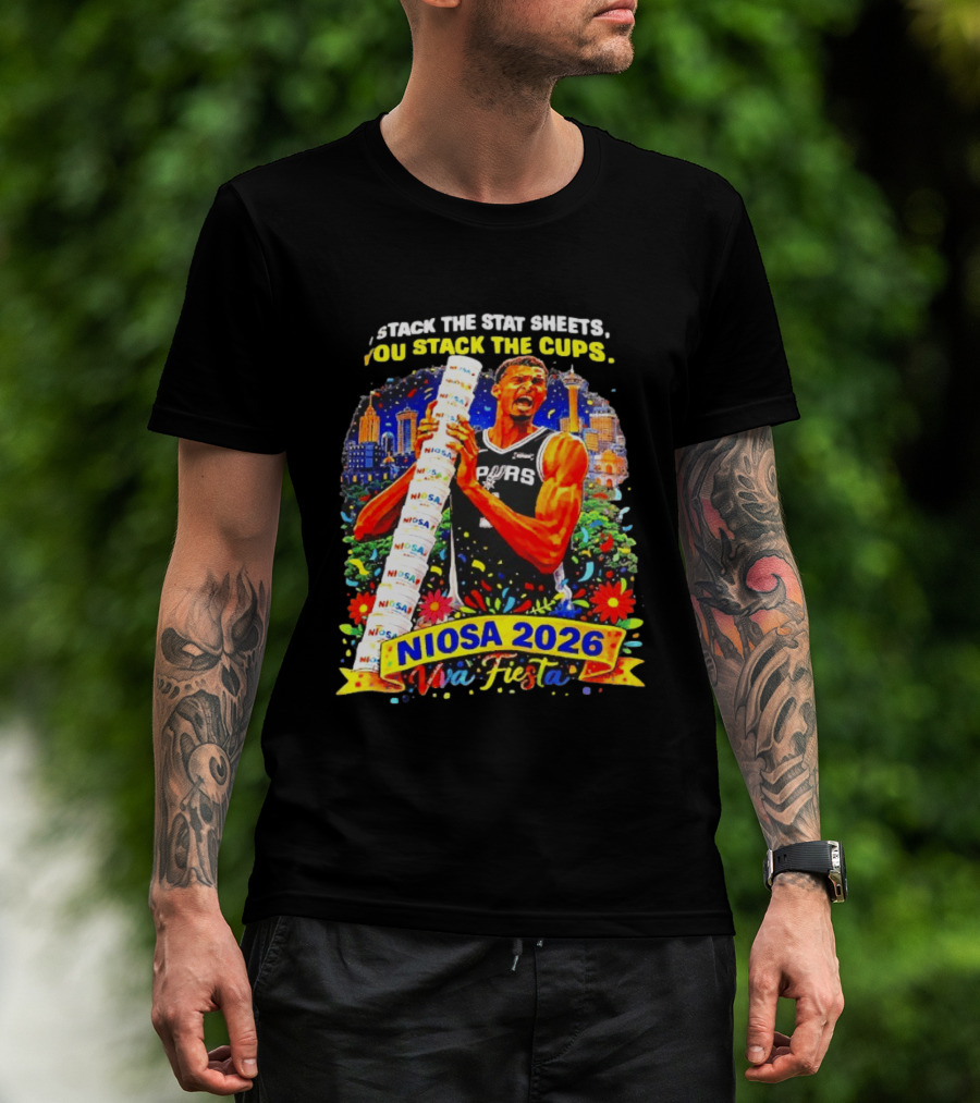 Victor Wembanyama Spurs NIOSA 2026 Viva Fiesta Stack The Stat Sheets T-Shirt