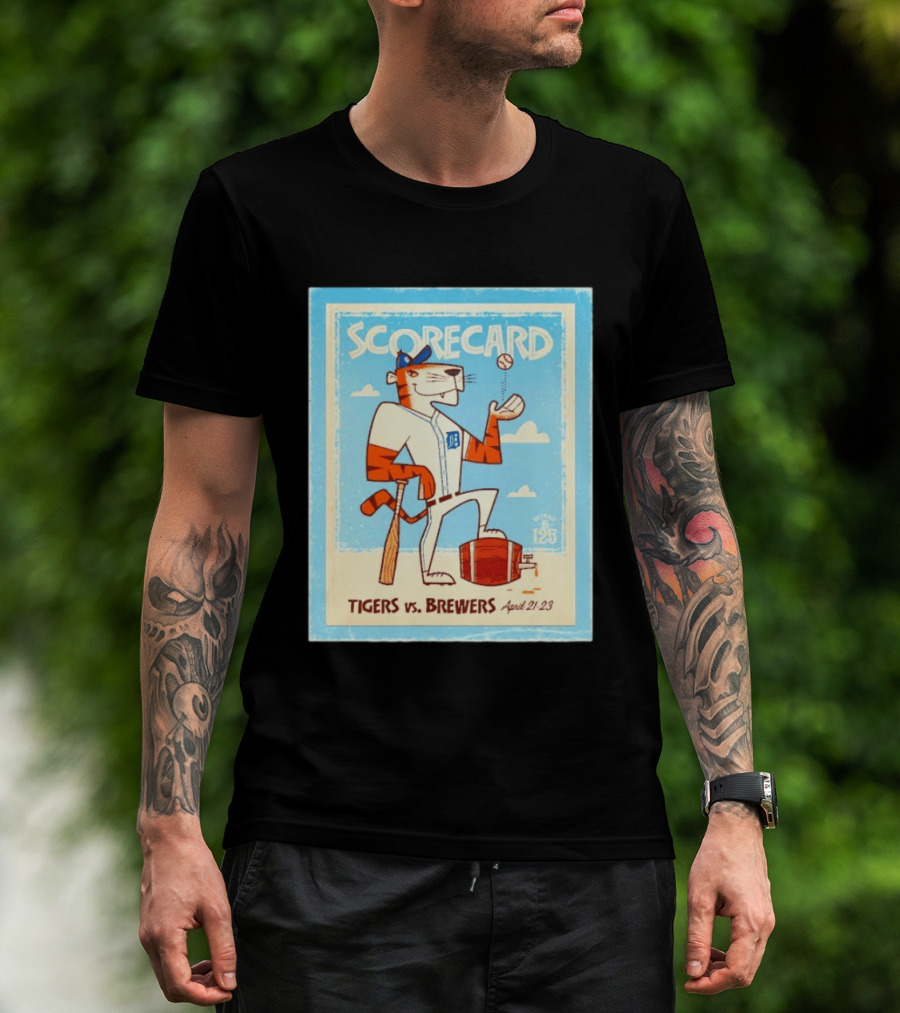 Scorecard Tigers Vs Brewers April 21 23 Retro 125 T-Shirt