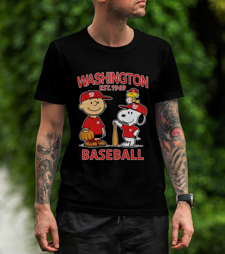 Washington Est. 1969 Snoopy Woodstock Baseball Redcaps T-Shirt