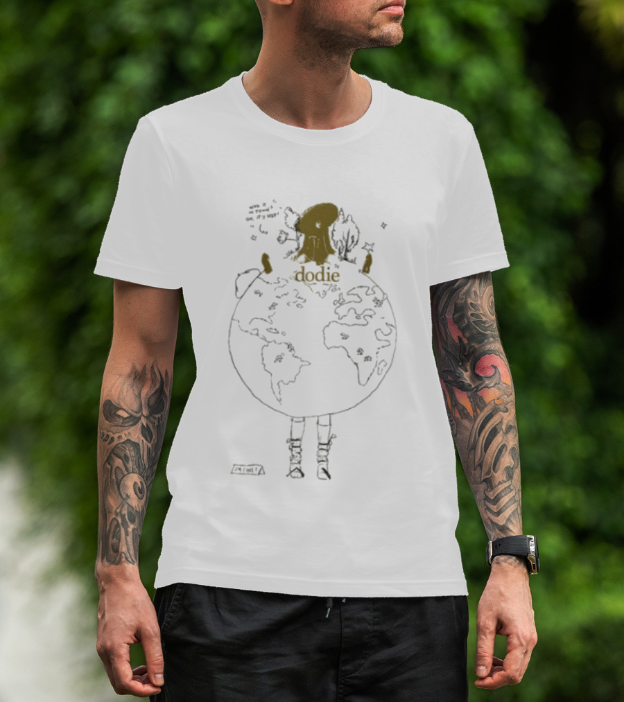 Dodie Earth Day Upcycle Whimsical Nature Embrace T-Shirt