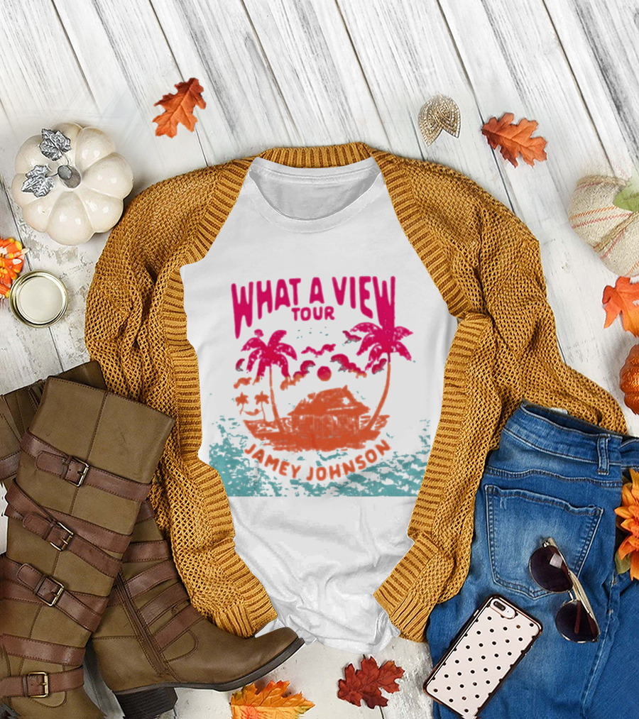 What A View Tour Jamey Johnson Tropical Palm Island T-Shirt