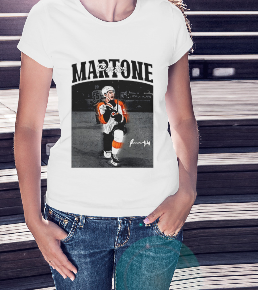 Porter Martone Fly Hockey Celebration With Signature T-Shirt