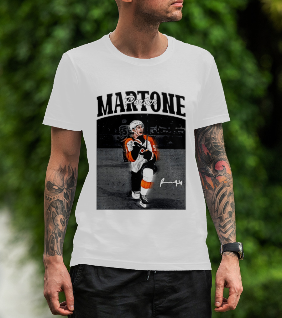 Porter Martone Fly Hockey Celebration With Signature T-Shirt