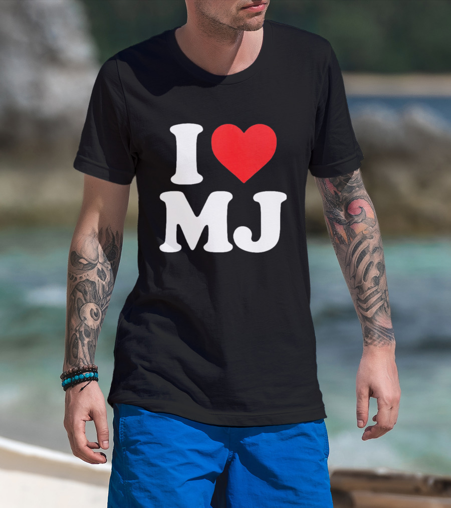 I Love MJ Red Heart T-Shirt