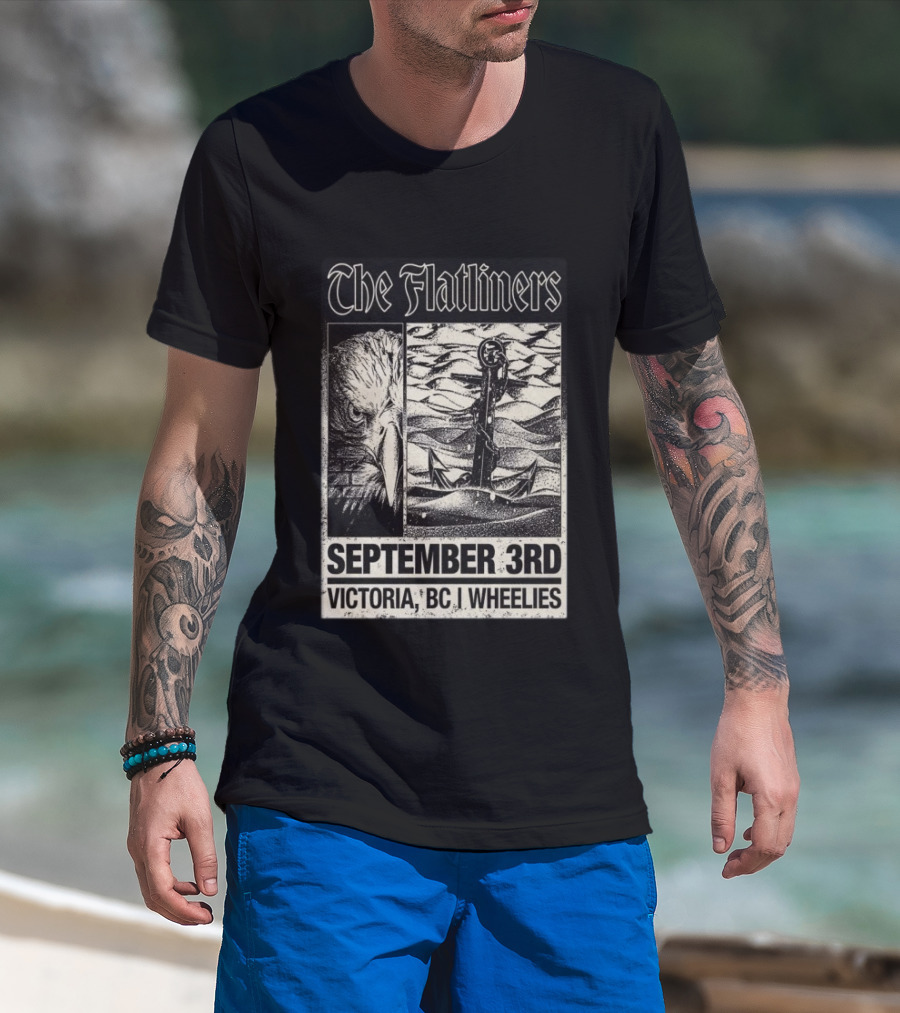 The Flatliners September 3rd Victoria BC Wheelies Eagle Anchor T-Shirt