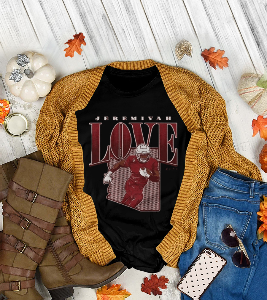 Jeremiyah Love Football Player Red State Star Remix T-Shirt