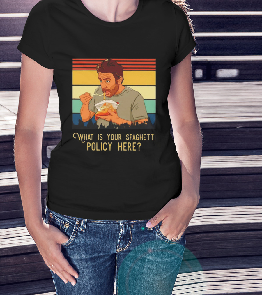 Charlie Eating Spaghetti With Retro Stripes What Is Your Spaghetti Policy Here T-Shirt