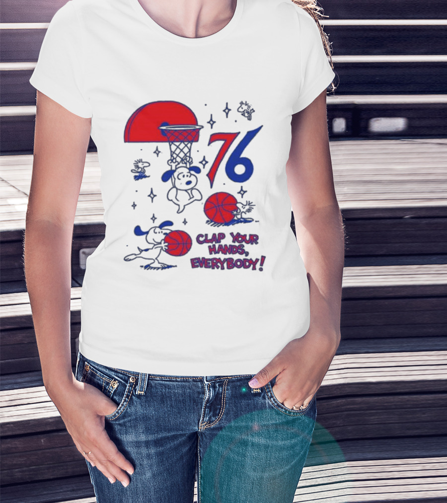 Ghost Bongo Sixers 76 Clap Your Hands Everybody Basketball Stars T-Shirt