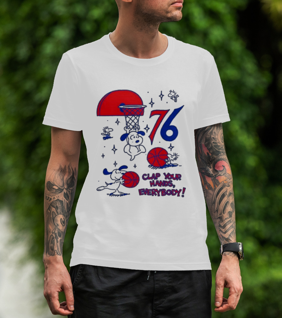 Ghost Bongo Sixers 76 Clap Your Hands Everybody Basketball Stars T-Shirt