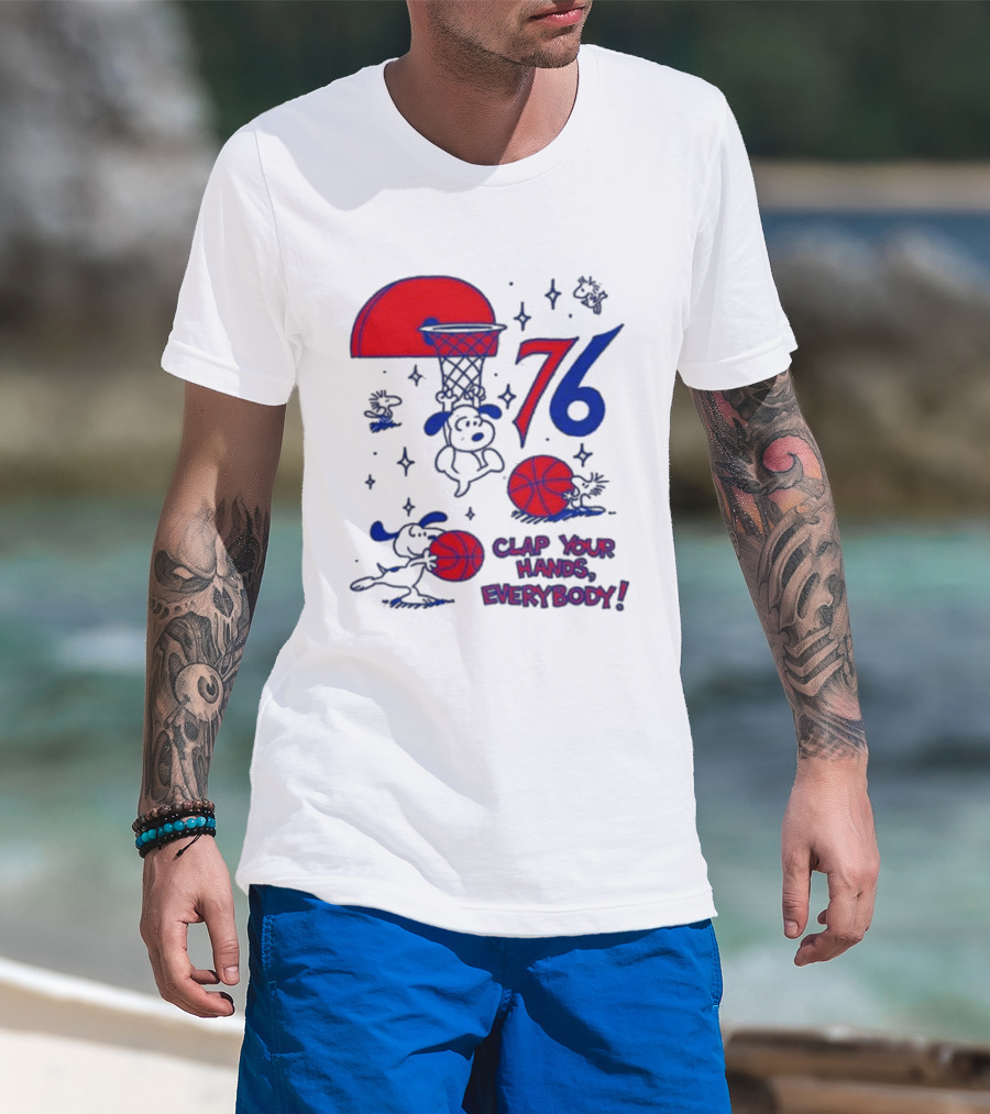 Ghost Bongo Sixers 76 Clap Your Hands Everybody Basketball Stars T-Shirt