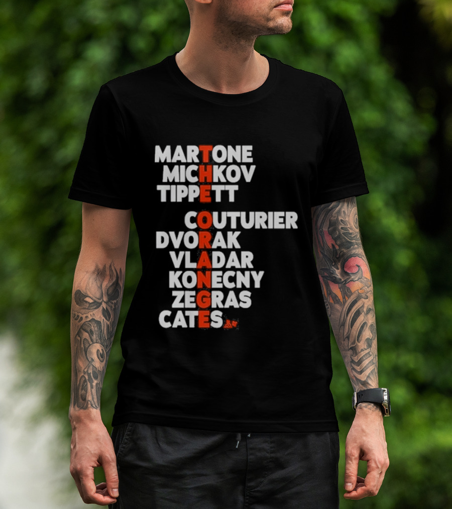 Philadelphia Hockey Martone Michkov Tippett The Orange Names Couturier Dvorak Vladar Konecny Zegras Cates T-Shirt