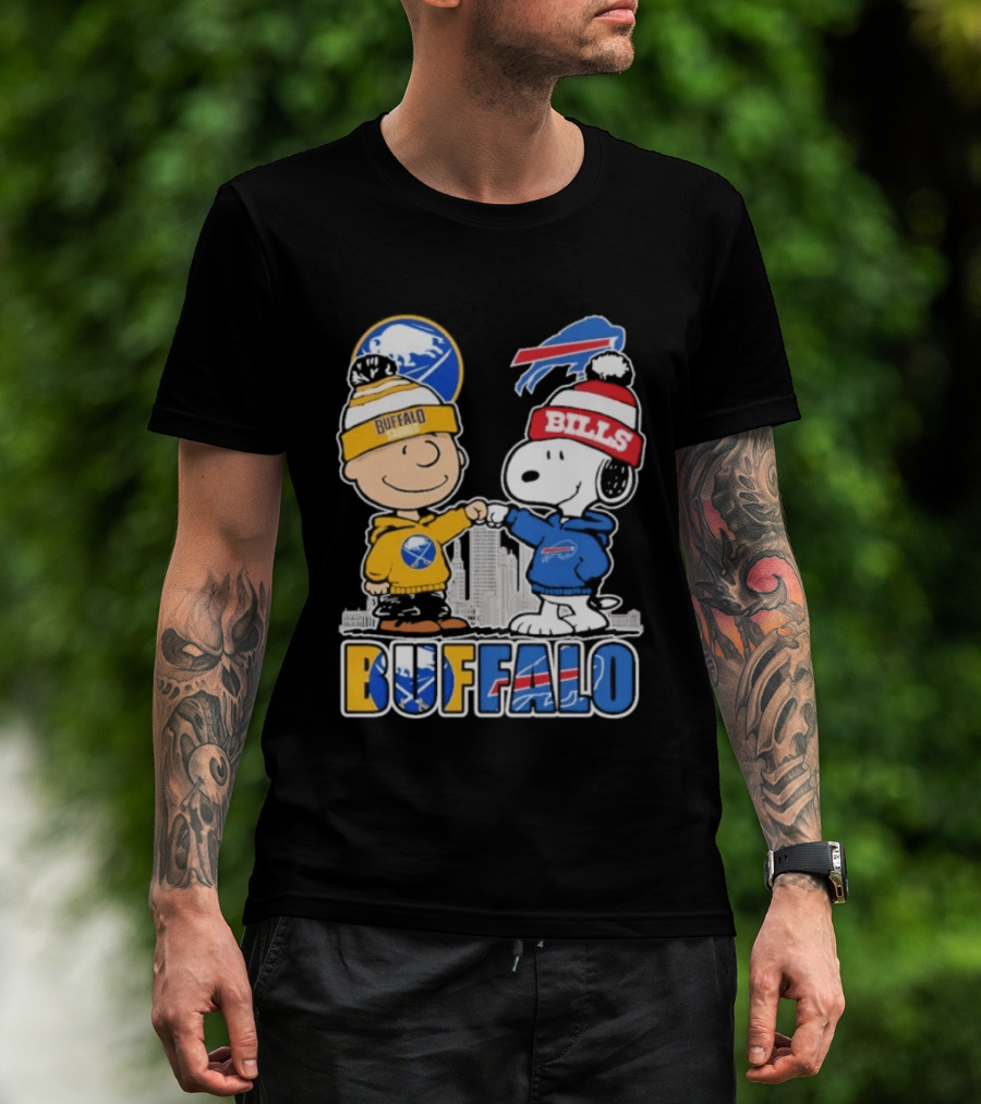 Buffalo Peanuts Fist Bump Sabres Bills Collaboration T-Shirt