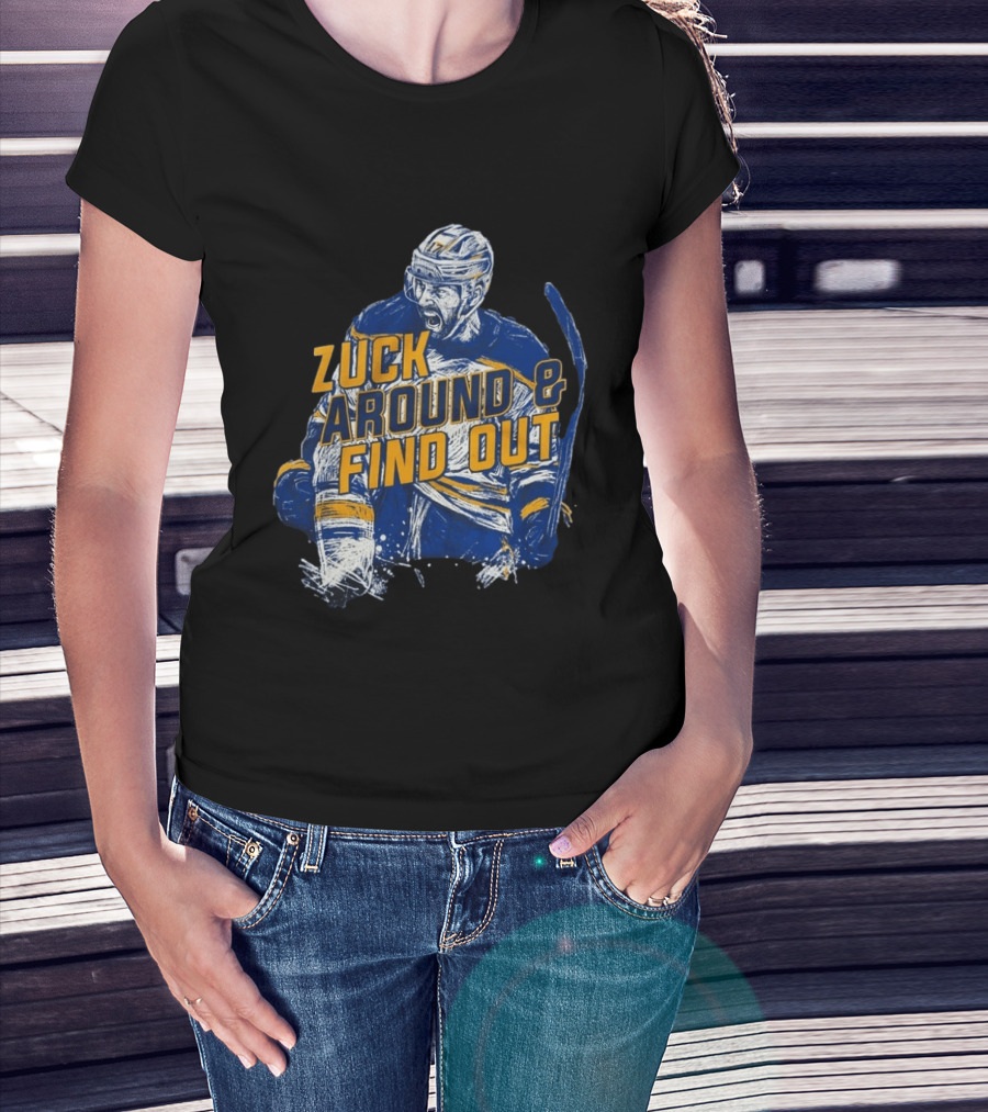 Zuck Around & Find Out Hockey Player Sketch T-Shirt