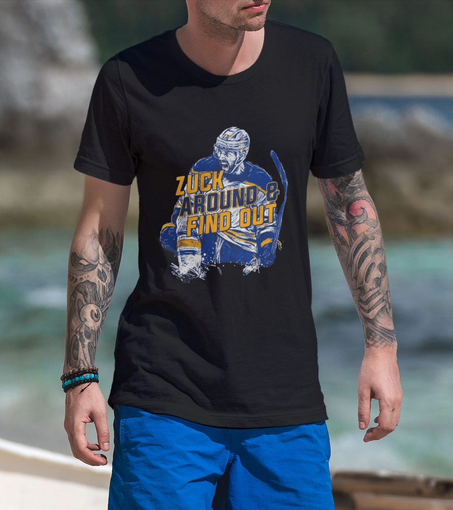 Zuck Around & Find Out Hockey Player Sketch T-Shirt
