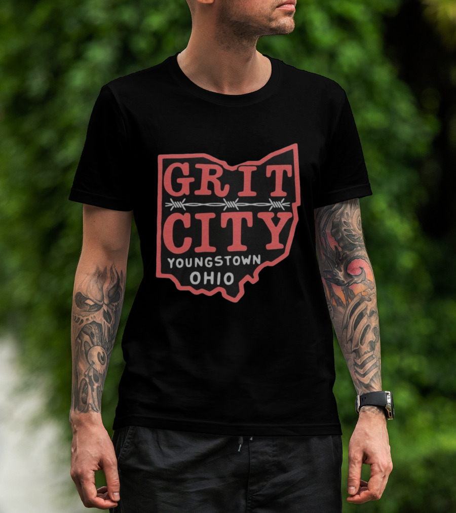 Grit City Youngstown Ohio Barbed Wire State T-Shirt