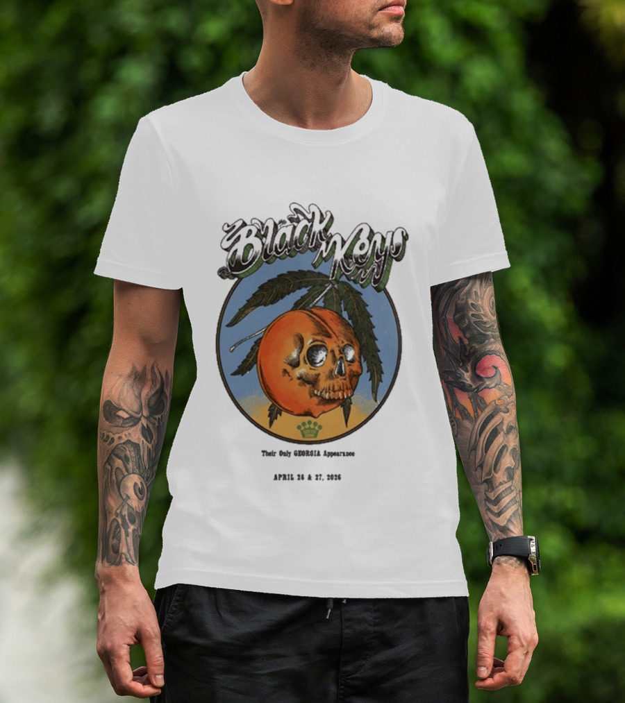The Black Keys 2026 Atlanta Peach Skull April 26 27 Tour Date T-Shirt